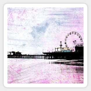 Pink Grunge Santa Monica Pier Sticker